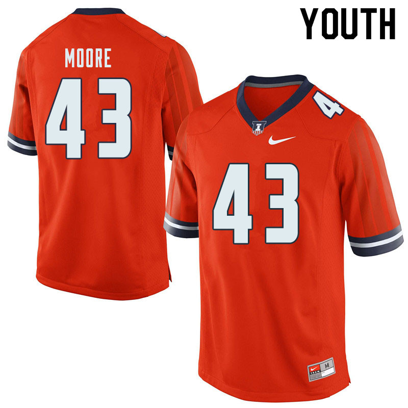 Youth #43 Griffin Moore Illinois Fighting Illini College Football Jerseys Sale-Orange